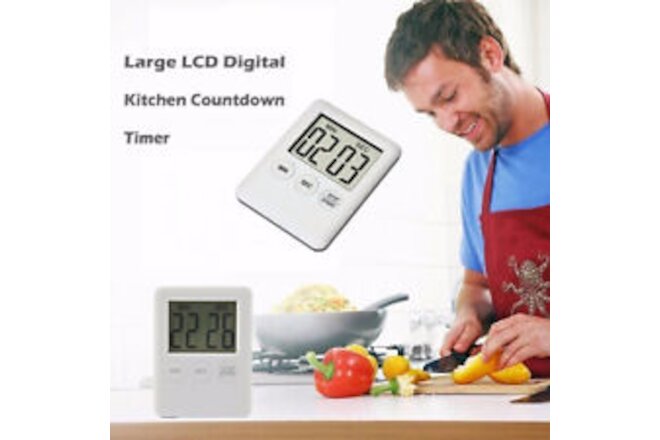 Magnetic Square LCD Digital Timer Kitchen Cooking Countdown Alarm Clock Tools 0