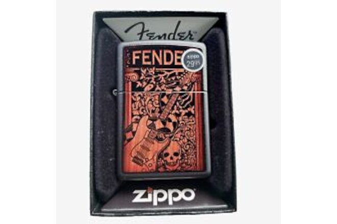 Zippo Lighter Fender Guitars Stratocaster Skull Snake Black & Orange 2011