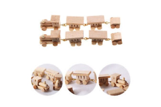 Wooden Train Toy Delicate Craft Cartoon Christmas Wooden Train Model Lovely