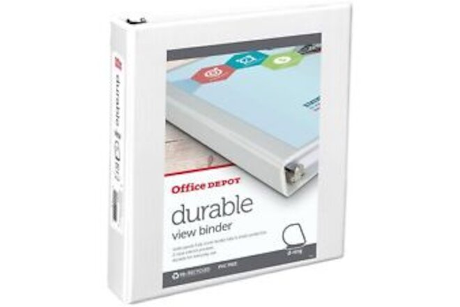Office Depot Brand Durable View 1 1/2" D-Ring Binder, 39% Recycled, White