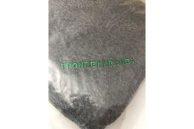 New in Sealed Package HTF FRONTIER AIRLINES Lap Blanket Gray W/Logo NOS - B14