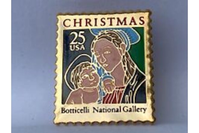 Madonna Child Christmas Botticelli #2399 1988 25c Stamp Pinback pin NEW