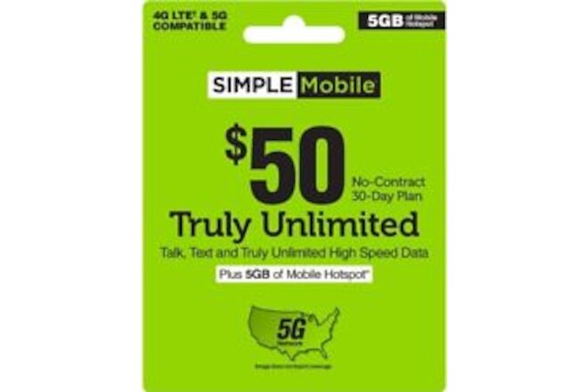 Simple Mobile $50 Refill Plan DIRECT