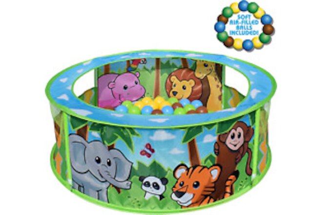 Zoo Adventure Ball Pit with Play Balls – Indoor Pop up Play Tent for Toddlers...