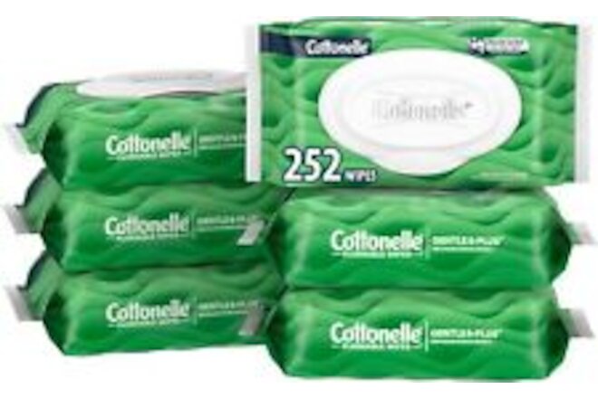 Cottonelle GentlePlus Flushable Wet Wipes with Aloe & 42 Count (Pack of 6)