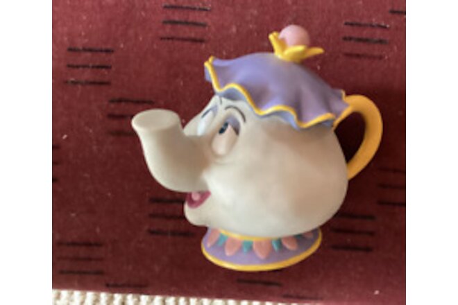 Disney Mrs Potts Teapot Coin Bank Hard Rubber Plastic Beauty & The Beast Piggy