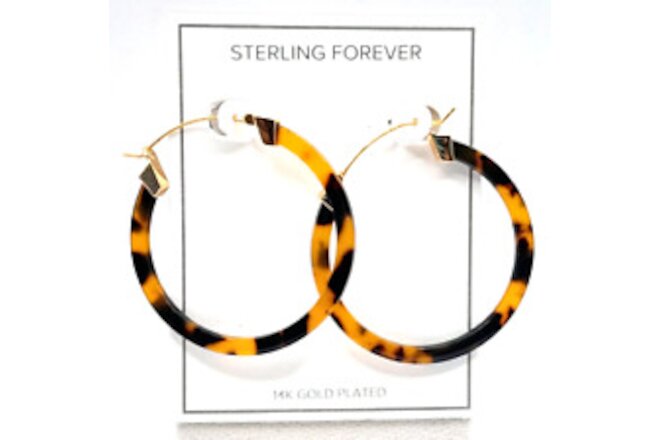 Sterling Forever 14IK Gold Plated Sterling 2" Animal Print Acrylic Earrings NEW
