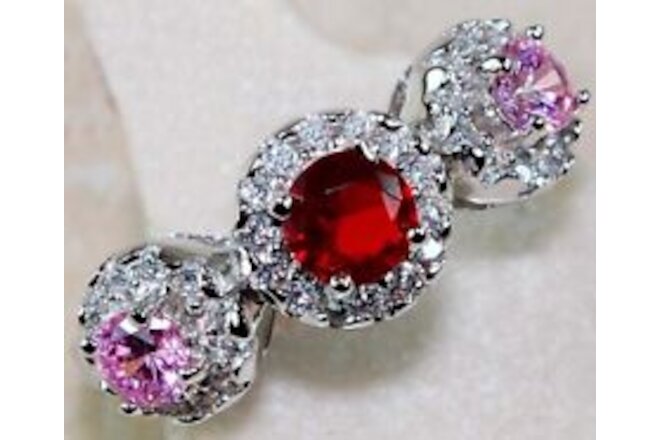 2CT  Ruby & Pink Sapphire 925 Sterling Silver Ring Jewelry Sz 7 IB2-1