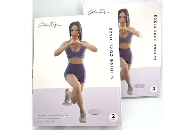 Lot 2 (2pk) Core Strengthening Sliding Discs Chloe Ting Dual-Sided total 4 NEW