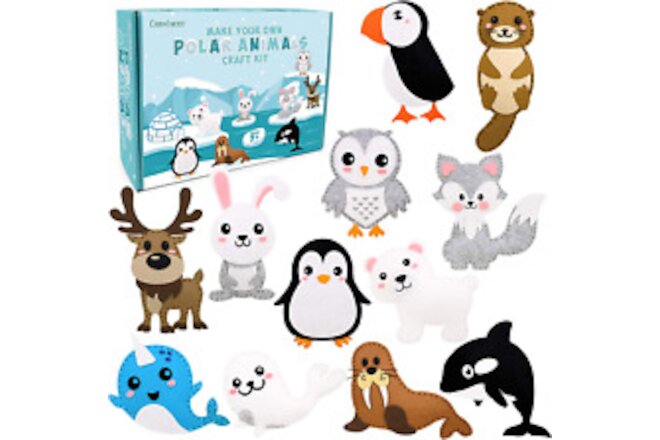 Polar Animals Sewing Kit for Kids Make Your Own Winter Polar Animals Felt Plu...