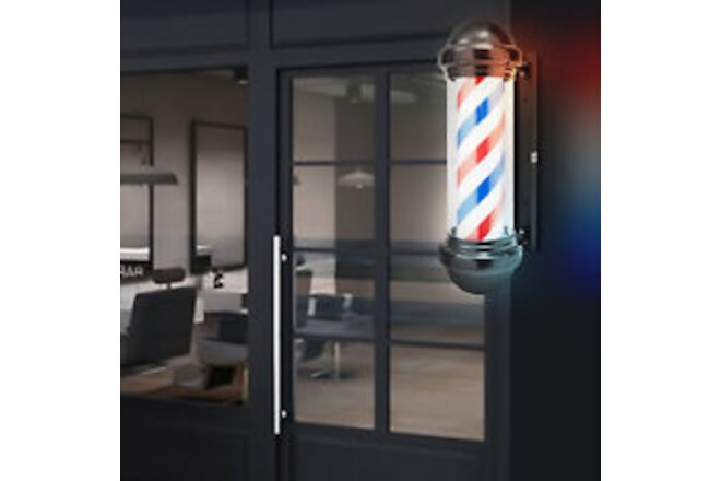 Outdoor Barber Shop Pole Rotating Light Hair Salon Sign Illuminated Light NEW