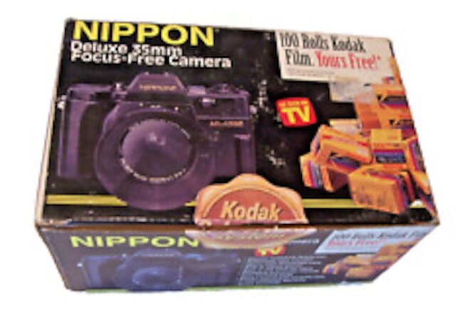 NIPPON 35mm Camera AR-4392F w/Case Strap Sun Shade  Lens Cap Vintage New in box