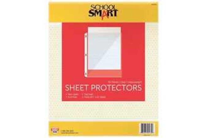 School Smart Top Loading Sheet Protectors, 8-1/2 x 11 Inches, Non-Glare Clear, P