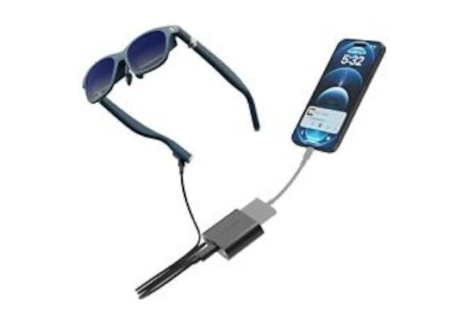 One XR/AR Glasses & HDMI Adapter for iPhone,Multiscreen Workstation(Matte Blue)