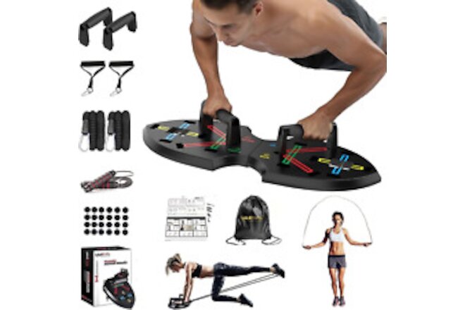 Upgraded Push up Board: Multi-Functional Push up Bar with Resistance Bands, Port