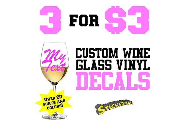Personalized Custom Name Vinyl Decal Sticker Wine Glass Cup Mug Wedding Gift