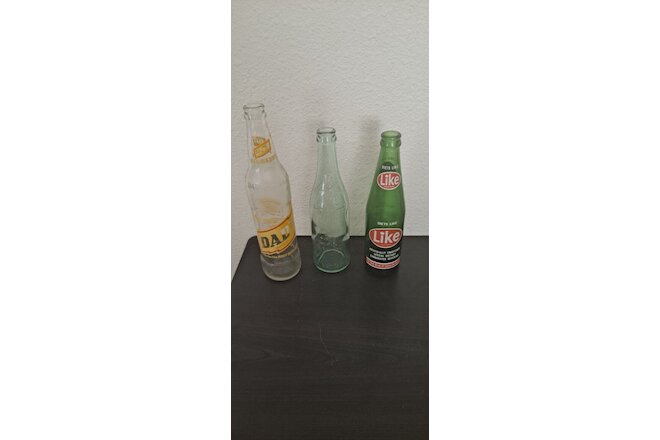 Lot of 3 Vintage variety soda bottle pack Dads Root beer, RC Cola, Diet Like