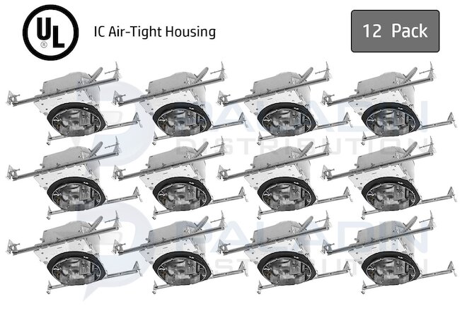 6" Inch New Construction Recessed Can Light Housing - IC AT E26 (12 Pack)