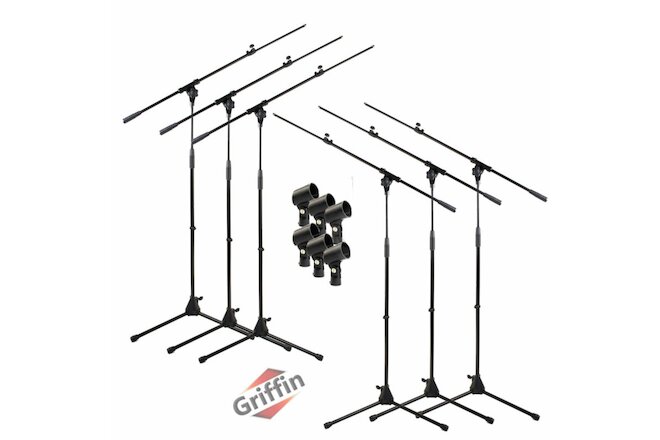 Microphone Stand 6 PACK - GRIFFIN Telescoping Boom Arm Mic Studio Stage Tripod