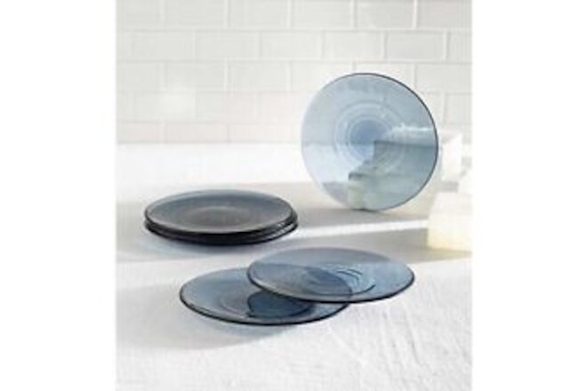Recycled Glass Salad Plates, Set Of 6 (Blue)