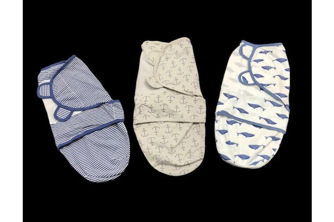 Baby Boy 0-3 Months Cotton Wearable Blanket Swaddle Sleep Sack 3pc Bundle