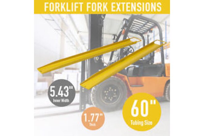 2-PCS 60"x5.5" Pallet Fork Extensions Slide-On Heavy Duty Forklift Loader Truck