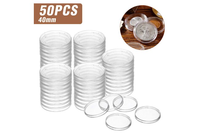 50 Direct Fit 40.6MM Airtight Holder Capsules for American Silver Eagle 1oz Coin