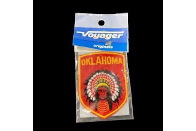 VTG Oklahoma Souvenir Patch Native American Indian Chief Headdress Embroidered