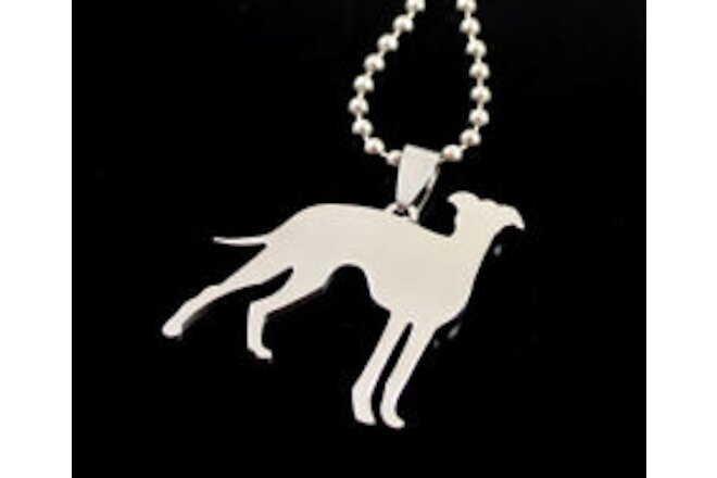 Stainless Steel English Greyhound Dog Pendant Necklace