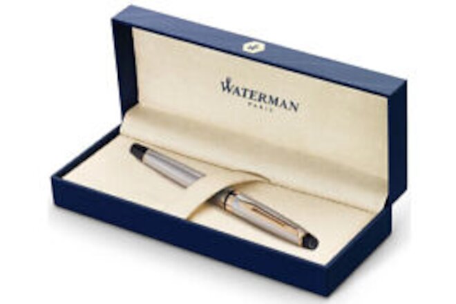 Waterman Expert Fountain Pen  Gold Trim Fine Nib  Blue Ink S0951940 New Sealed