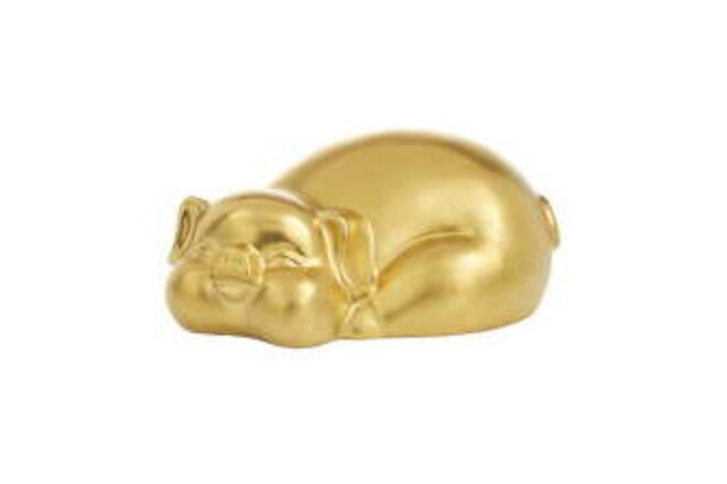 13" x 5" Gold Porcelain Pig Sculpture