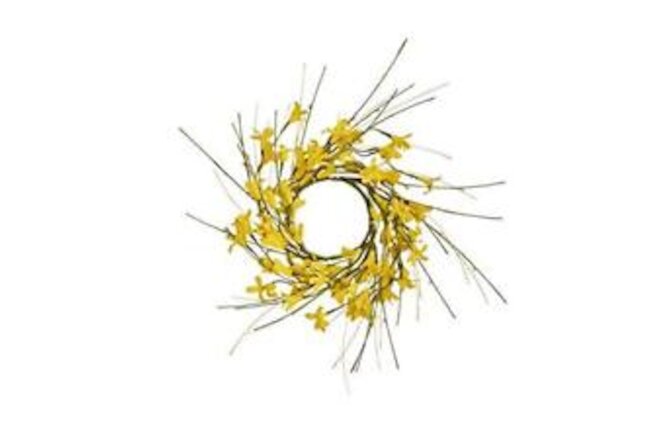 3.25" FORSYTHIA Set of 2 Candle Ring, Yellow, Brown