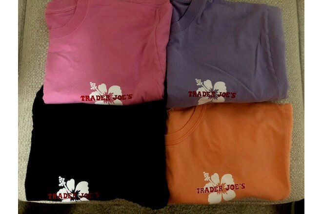 *4*Trader Joe's *Large* SS T-shirts Navy, Pink, Lavender & Orange--Heavy Cotton
