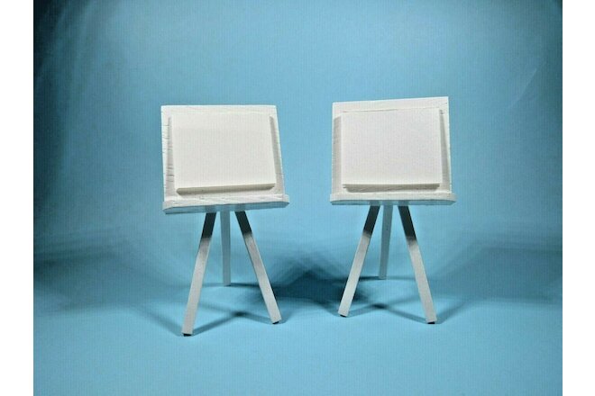 Dollhouse Miniature Painting/ Art Easel with Pad or Display White Wood set of 2