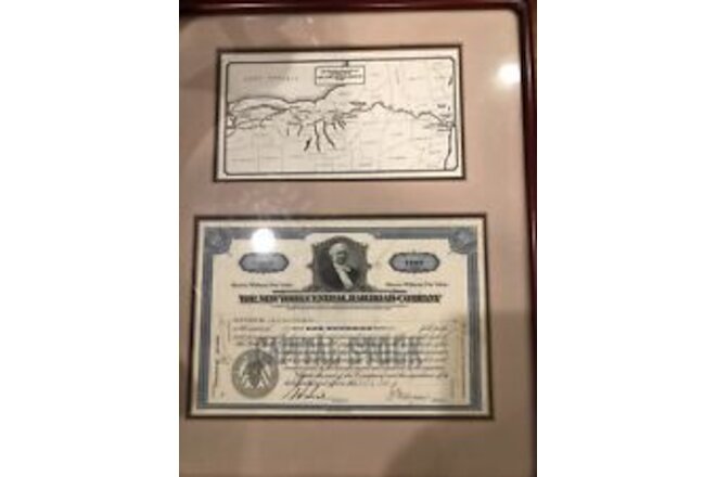 Dec 4 1950 The New York Central Railroad Company 100 shares Stocks! Framed
