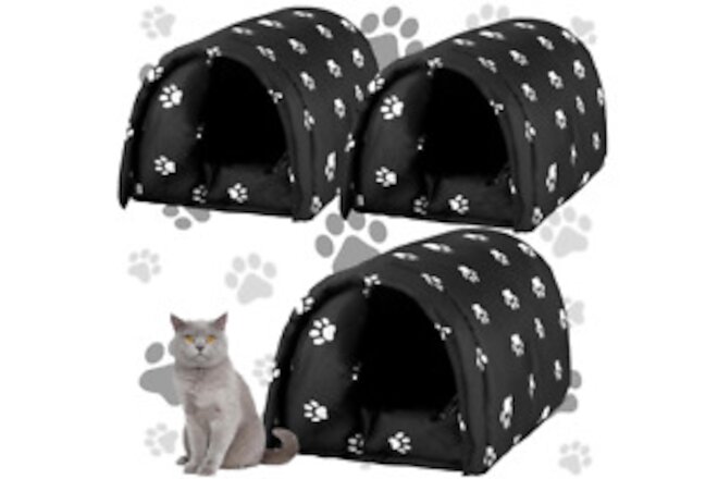 3 Pcs Winter Cat Houses for Outdoor Cats Insulated Stray Feral Cat Shelter