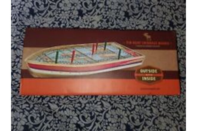 Outside Inside Gifts - Handpainted Resin Tin Cribbage Boat - NIB