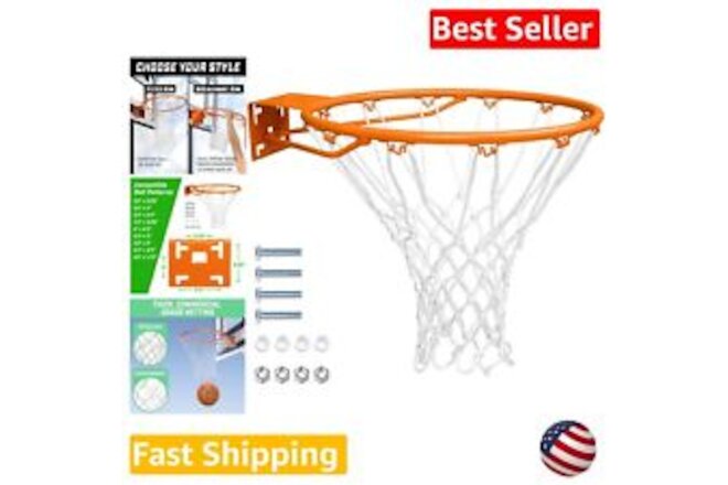 Weather-Resistant Steel Basketball Rim - Easy Setup for Indoor and Outdoor Play