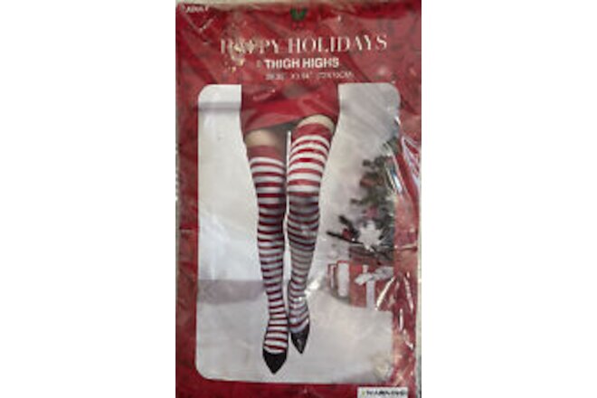 NIP Red & White Striped Xmas Pirate Rag Doll Socks 29" Over the Knee High-Tights