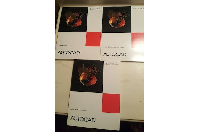 LOT of 3 -AutoDesk AutoCad Bks- Release 12 - Tutorial, Render Reference & Extras