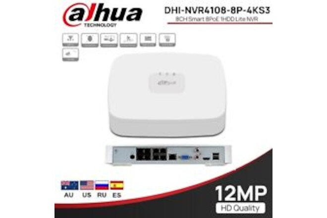 Dahua 8CH Smart 8PoE 1HDD Lite Network Video Recorder NVR Camera Security System