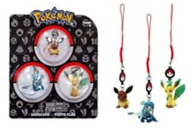 2017 Pokemon TOMY Danglers 3pack Evee Leafeon Glaceon NEW Nintendo Creature Card