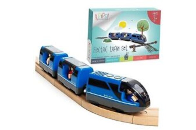 Battery Operated Action Locomotive Toy Train Set for Wooden Train Tracks,