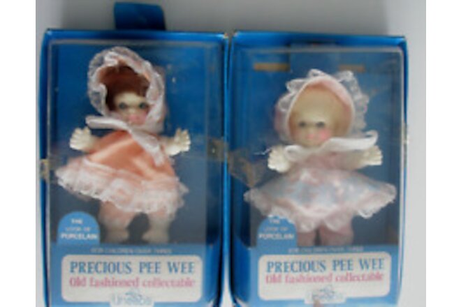 2 Uneeda Precious Pee Wee Dolls Old Fashioned Collectable New In Box 1981