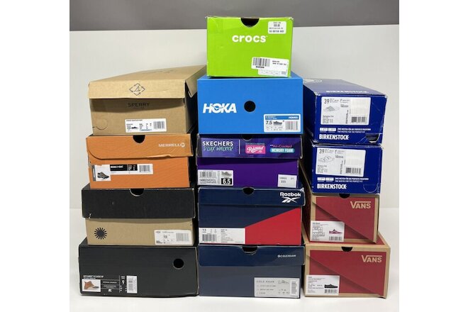 Lot of 13 Empty Shoe Sneaker Boxes-Hoka, Birkenstock, Vans, Crocs, Merrell, UGG