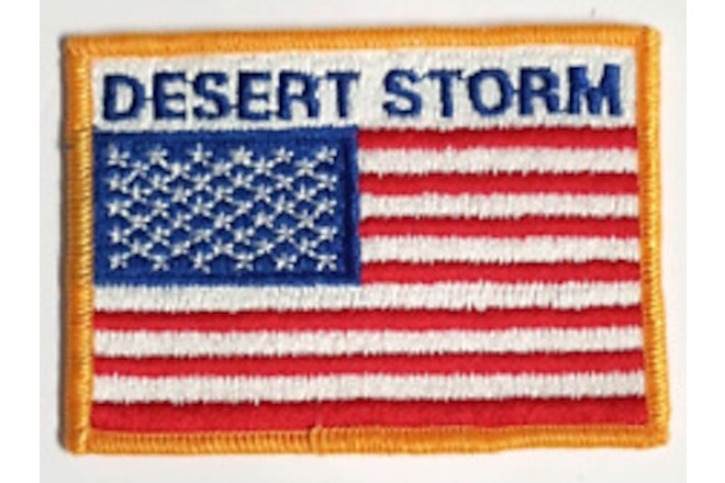 Desert Storm American Flag Patriotic Military Embroidered 3.5"w Iron On Patch