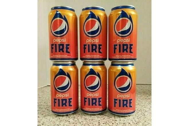 6 Pepsi Fire Cinnamon 12 ounce FULL Cans SEALED BRAND NEW OCT 2017 COLLECTIBLES
