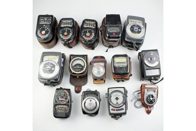 Vintage Light Exposure Meters for Parts/Repair/Display Lot of 14