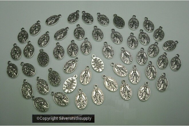 50 Virgin mother mary medals silver plated zinc earring charms pendant CFP081b