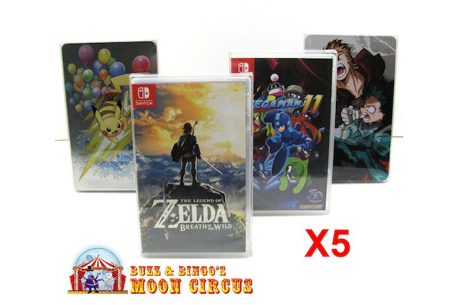 5x NINTENDO SWITCH PLASTIC & STEELBOOK GAMES - CLEAR PROTECTIVE BOX PROTECTOR